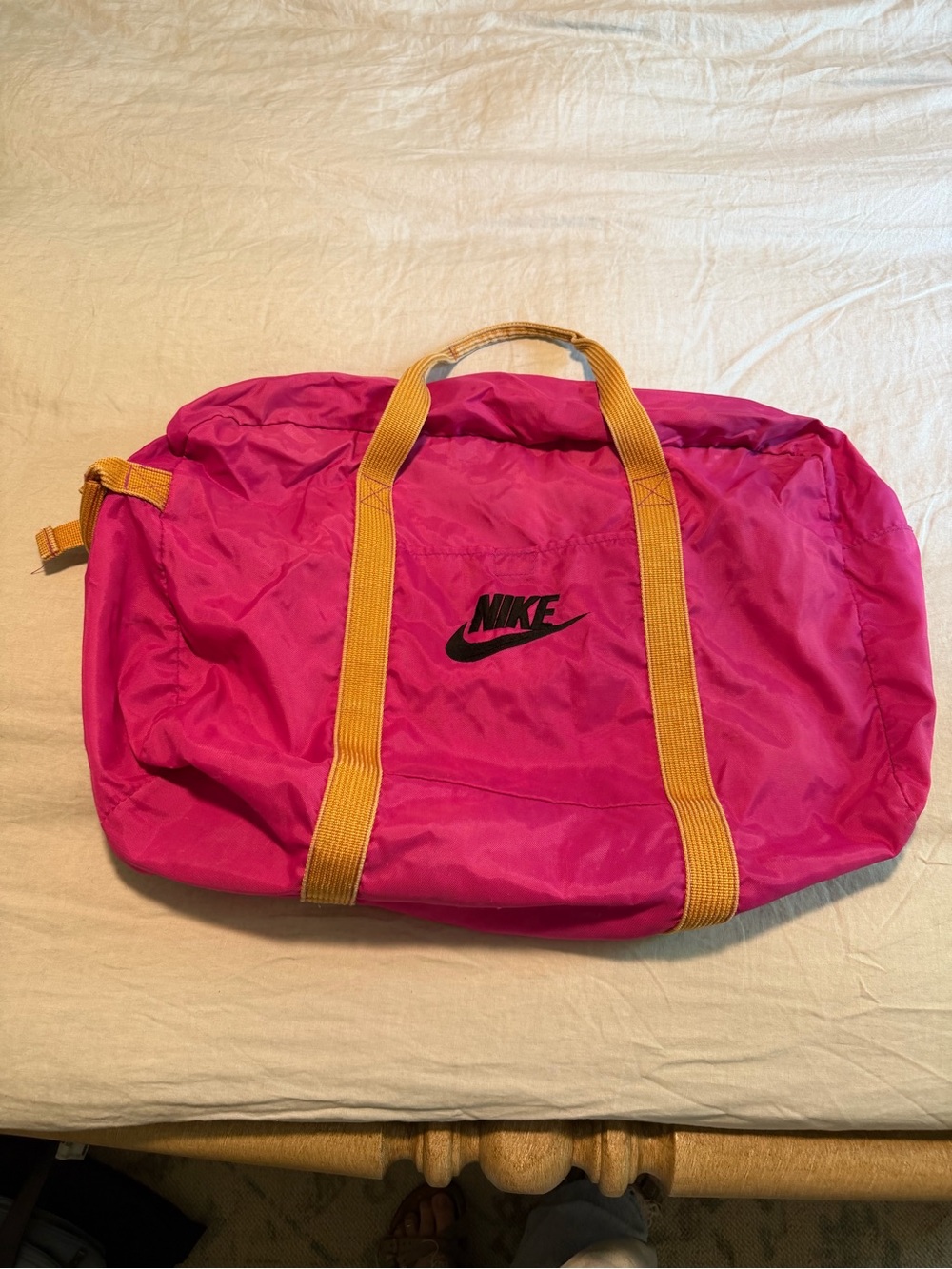 Nike Pink Travel Duffel with Yellow Handles